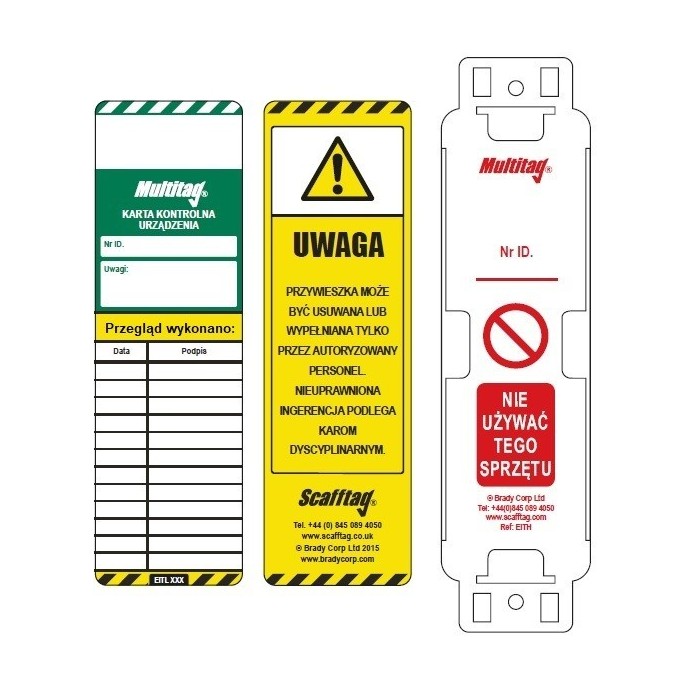 Kontrolka przeglądów drabin LadderTag, komplet: uchwyt+wkładka