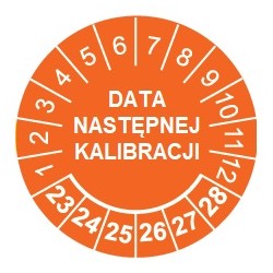 Naklejki, TYP-5, "DATA NASTĘPNEJ KALIBRACJI", okrągłe Ø 15mm, na lata 20-25 - 63szt.