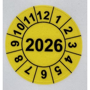Naklejki przeglądów TYP-2, Ø30mm, na rok "2026", arkusz 20szt.