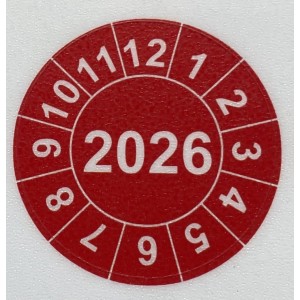 Naklejki przeglądów TYP-2, Ø30mm, na rok "2026", arkusz 20szt.
