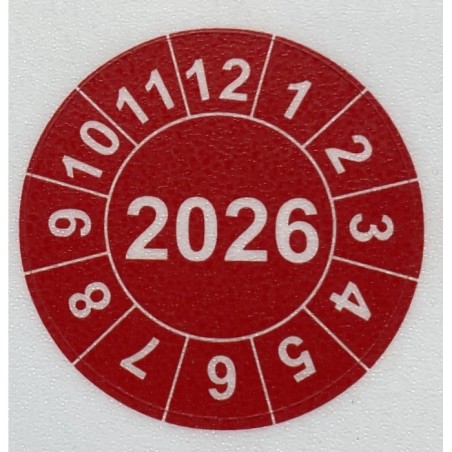 Naklejki przeglądów TYP-2, Ø30mm, na rok "2026", arkusz 20szt.