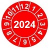 Naklejki przeglądów TYP-2, Ø25mm, na rok "2024", arkusz 20szt.