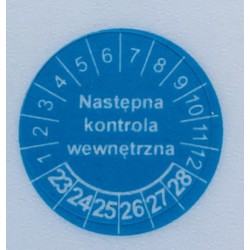 Etykiety inspekcyjne, TYP-5, "KALIBRACJA DO", okrągłe Ø 15mm, na lata 22-27 - 63szt.