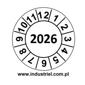 Naklejki przeglądów TYP-2, Ø 20mm,  rok "2026", arkusz 35szt.