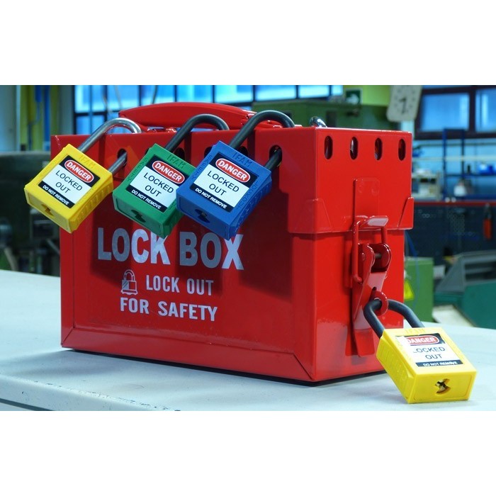 Przenośna skrzynka blokowania grupowego Lock-Box BRADY, czerwona