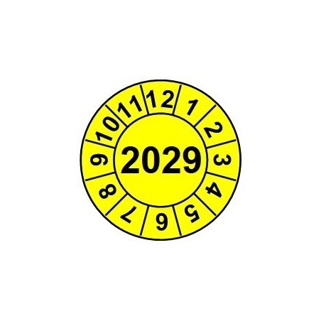 Naklejki przeglądów TYP-2, Ø 10mm, rok "2029", arkusz 143szt