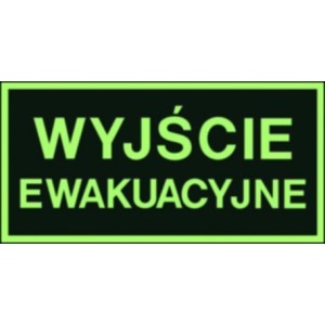 Znak BHP: Znak ewakuacyjny fotoluminescencyjny - Wyjście ewakuacyjne 15x30cm folia samoprzylepna,