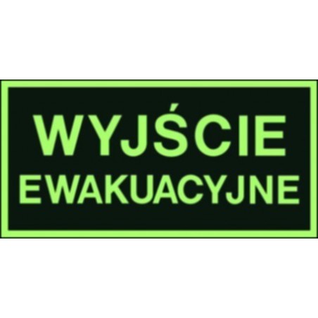 Znak BHP: Znak ewakuacyjny fotoluminescencyjny - Wyjście ewakuacyjne 15x30cm folia samoprzylepna,