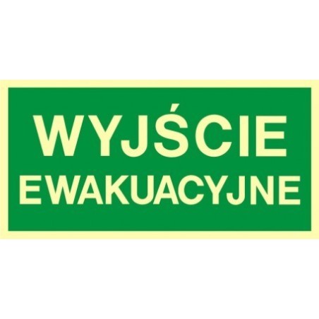 Znak BHP: Znak ewakuacyjny fotoluminescencyjny - Wyjście ewakuacyjne 15x30cm folia samoprzylepna,