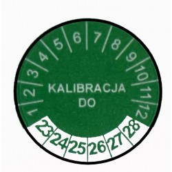Etykiety inspekcyjne, TYP-5, "KALIBRACJA DO", okrągłe Ø 15mm, na lata 23-28 - 63szt.