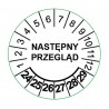 Etykiety inspekcyjne, naklejki przeglądowe, TYP-5, okrągłe Ø 25mm, na lata 24-29 - 20szt.