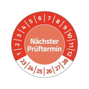 Tabliczki inspekcyjne NoPeel na lata 23-28, do opisu ręcznego, Ø30, czerwone, 80 sztuk, Avery Zweckform