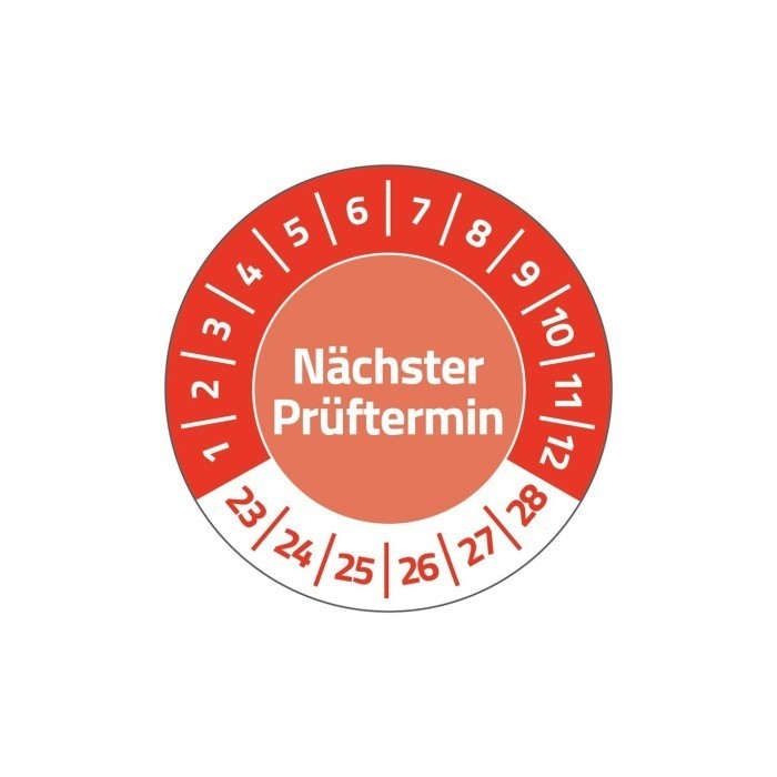 Tabliczki inspekcyjne NoPeel na lata 23-28, do opisu ręcznego, Ø30, czerwone, 80 sztuk, Avery Zweckform