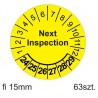 Etykiety inspekcyjne, naklejki przeglądowe, TYP-5, Next Inspection, okrągłe Ø 15mm, na lata 24-29 - 63szt.