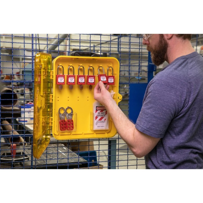 Stacja Lockout/Tagout na 12 kłódek, plastikowa, przemysłowa szafka na sprzęt LOTO (pusta stacja)