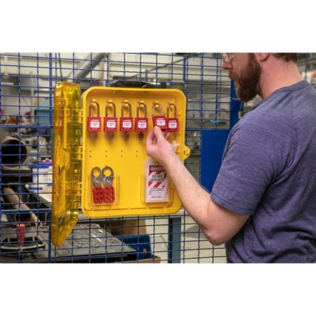 Stacja Lockout/Tagout na 12 kłódek, plastikowa, przemysłowa szafka na sprzęt LOTO (pusta stacja)