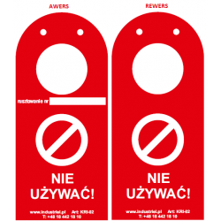 Kontrolka rusztowań "ScaffTag" w języku polskim, zawieszka czerwona, 135x305mm z otworem na rusztowanie