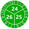 Naklejki przeglądów TYP-3, Ø 20mm, trójdzielna na lata "24/25/26", zielone, 35szt.
