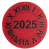 Naklejki przeglądów TYP-2, Ø25mm, na rok "2025", cyfry rzymskie, arkusz 20szt.